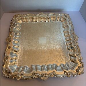 Wallace X121 Silver Plated 14" Square Baroque Patterned Platter